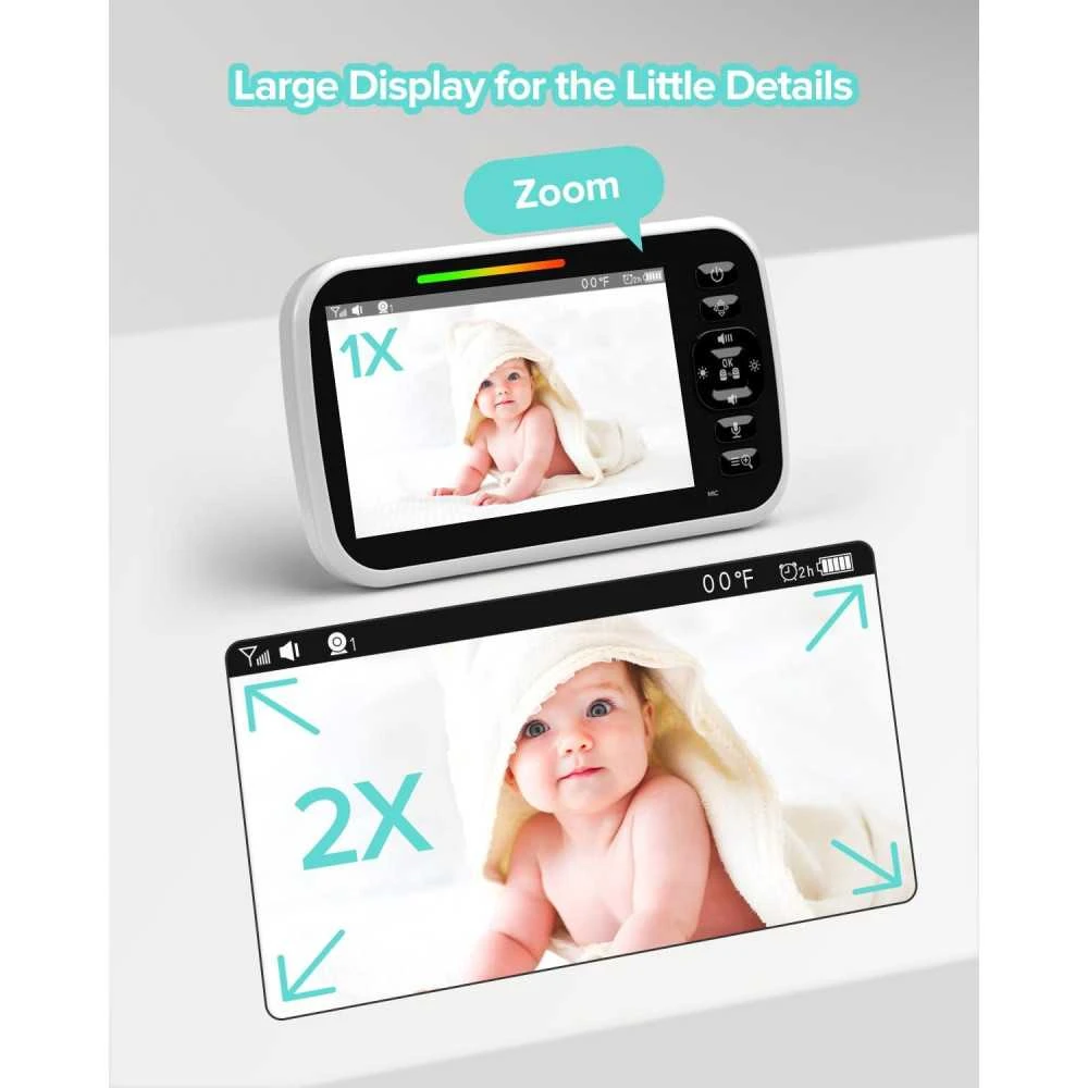5” Video Baby Monitor With Camera 2 Way Talk Night Vision Temperature Sensor Lullabies & Long Battery Life 2 5” Video Baby Monitor With Camera 2 Way Talk Night Vision Temperature Sensor Lullabies & Long Battery Life - Image 2