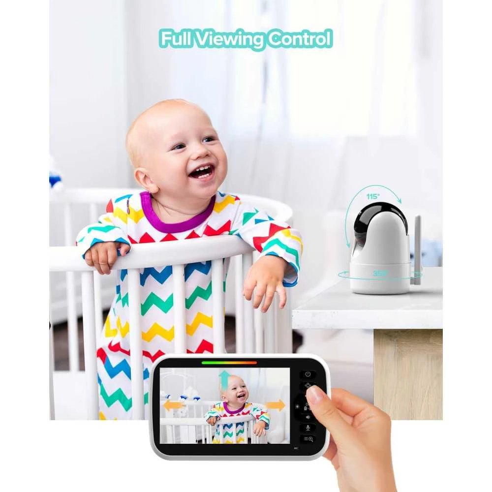 5” Video Baby Monitor With Camera 2 Way Talk Night Vision Temperature Sensor Lullabies & Long Battery Life 4 5” Video Baby Monitor With Camera 2 Way Talk Night Vision Temperature Sensor Lullabies & Long Battery Life - Image 4