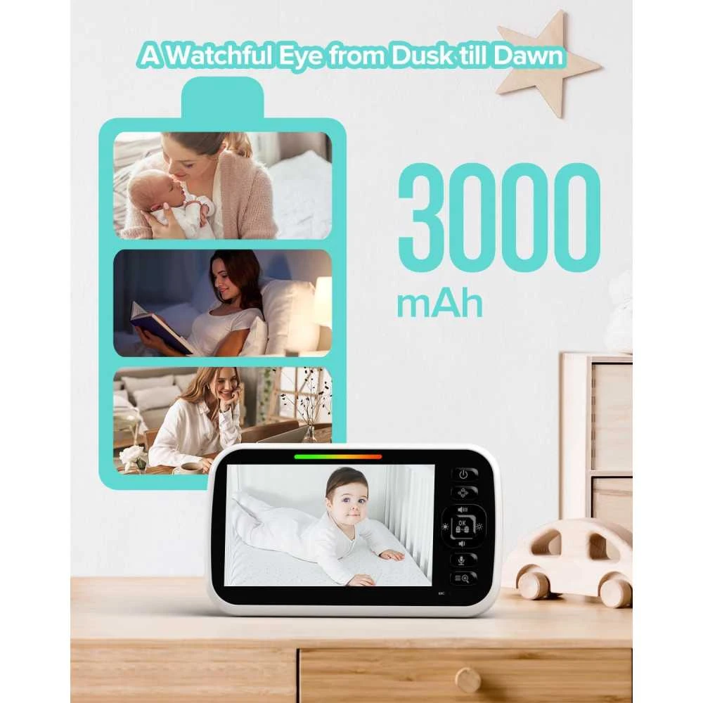 5” Video Baby Monitor With Camera 2 Way Talk Night Vision Temperature Sensor Lullabies & Long Battery Life 7 5” Video Baby Monitor With Camera 2 Way Talk Night Vision Temperature Sensor Lullabies & Long Battery Life - Image 7