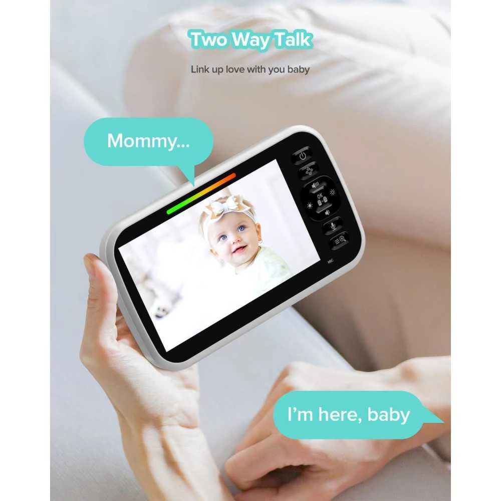 5” Video Baby Monitor With Camera 2 Way Talk Night Vision Temperature Sensor Lullabies & Long Battery Life 9 5” Video Baby Monitor With Camera 2 Way Talk Night Vision Temperature Sensor Lullabies & Long Battery Life - Image 9