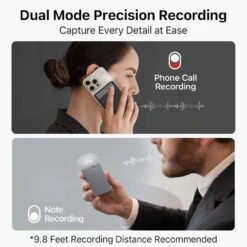 AI Voice Recorder With Case 64GB Memory, Transcribe, Summarize, App Control, High Precision Recording