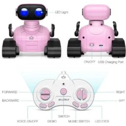 ALLCELE Girls Robot Toy, Rechargeable RC Robot For Kids, LED Eyes & Music, Remote Control, Pink, For Ages 3+ -Electronics Store allcele girls robot toy rechargeable rc robot for kids led eyes music remote control pink for ages 3 3