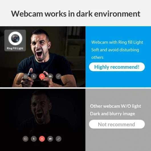 Angetube Streaming Webcam With Ring Light - HD 1080p And Autofocus 5 Angetube Streaming Webcam With Ring Light - HD 1080p And Autofocus - Image 5