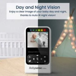Babysense Video Baby Monitor With Night Vision, Two-Way Talk, And Lullabies -Electronics Store babysense compact video baby monitor v24r 2