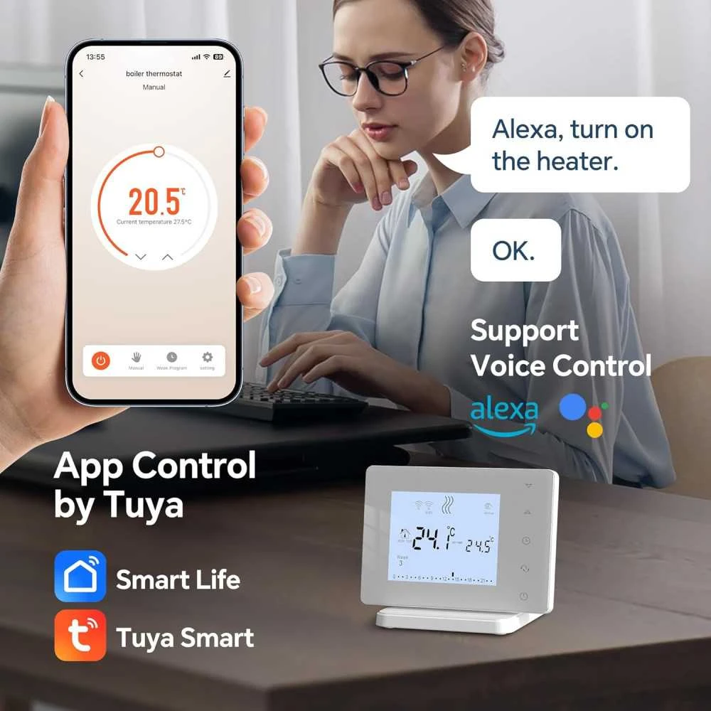 Beok Wireless Thermostat With Receiver, WiFi Smart Control, Alexa & Google Home Compatible, USB Powered, LCD Screen 4 Beok Wireless Thermostat With Receiver, WiFi Smart Control, Alexa & Google Home Compatible, USB Powered, LCD Screen - Image 4