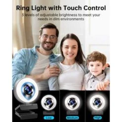 CASECUBE 1080P Webcam With Adjustable Ring Light & Noise-Reduction Mic Perfect For Streaming, Calls, And Conferences