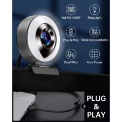 CASECUBE 1080P Webcam With Adjustable Ring Light & Noise-Reduction Mic Perfect For Streaming, Calls, And Conferences -Electronics Store casecube w8 the complete webcam 6