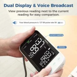 Checkme Bluetooth Blood Pressure Monitor, Dual LCD Display, Voice Guidance, XL Cuff, 500 Readings, For Home Use -Electronics Store checkme bluetooth blood pressure monitor dual lcd display voice guidance xl cuff 500 readings for home use 1