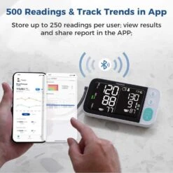 Checkme Bluetooth Blood Pressure Monitor, Dual LCD Display, Voice Guidance, XL Cuff, 500 Readings, For Home Use -Electronics Store checkme bluetooth blood pressure monitor dual lcd display voice guidance xl cuff 500 readings for home use 4