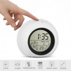 Vibrant 7-Color Changing Alarm Clock With Projector For Kids -Electronics Store digital kids alarm clock moon stars 1 2