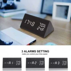Stylish Wooden Digital Alarm Clock With Temperature And Humidity Display -Electronics Store digital wooden alarm clock jall 2