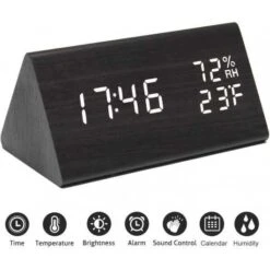 Stylish Wooden Digital Alarm Clock With Temperature And Humidity Display -Electronics Store digital wooden alarm clock jall 6