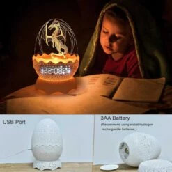 Dragon Egg Alarm Clock: Night Light, White Noise & Bluetooth Speaker For Kids & Adults