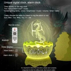 Dragon Egg Alarm Clock: Night Light, White Noise & Bluetooth Speaker For Kids & Adults -Electronics Store dragon egg alarm clock night light white noise bluetooth speaker for kids adults 5