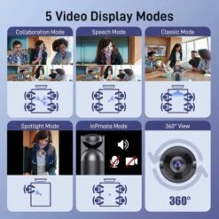 EMEET 360° 4K Conference Camera With Auto Tracking And Noise Cancelling -Electronics Store emeet meeting capsule 4k captured 1080p output 360 conference room webcam 8 mics and 10w speaker 5 video modes ai 2