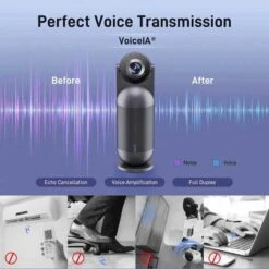 EMEET 360° 4K Conference Camera With Auto Tracking And Noise Cancelling -Electronics Store emeet meeting capsule 4k captured 1080p output 360 conference room webcam 8 mics and 10w speaker 5 video modes ai 4