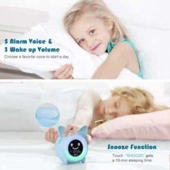 Cute Kids Alarm Clock With 5 Color Night Light And Sleep Trainer -Electronics Store kids alarm clock and sleep trainer yisun 2