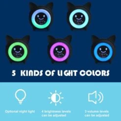 Cute Kids Alarm Clock With 5 Color Night Light And Sleep Trainer -Electronics Store kids alarm clock and sleep trainer yisun 7