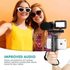 Elevate Your Vlogs: Movo Smartphone Stereo Mic With Wireless Remote -Electronics Store movo v7 the complete kit for vlogger 3