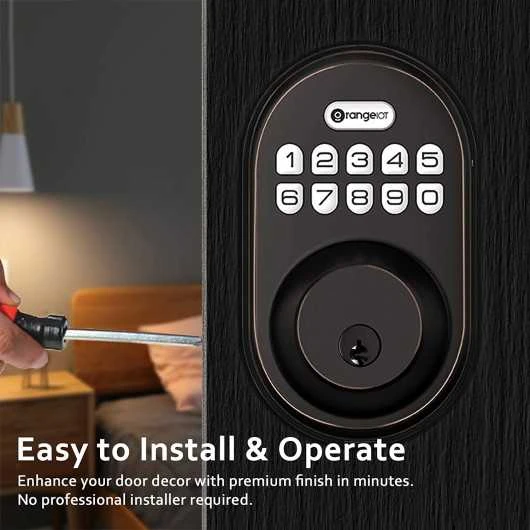 OrangeIOT Keyless Deadbolt: Secure Electronic Lock With Keypad For Easy Access 4 OrangeIOT Keyless Deadbolt: Secure Electronic Lock With Keypad For Easy Access - Image 4