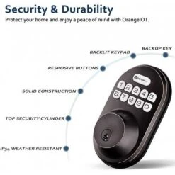 OrangeIOT Keyless Deadbolt: Secure Electronic Lock With Keypad For Easy Access 12 OrangeIOT Keyless Deadbolt: Secure Electronic Lock With Keypad For Easy Access -Electronics Store orangeiot keyless entry deadbolt lock electronic keypad door lock auto lock 1 touch locking 20 user codes easy to install 4