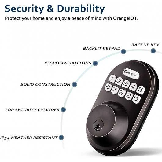 OrangeIOT Keyless Deadbolt: Secure Electronic Lock With Keypad For Easy Access 5 OrangeIOT Keyless Deadbolt: Secure Electronic Lock With Keypad For Easy Access - Image 5