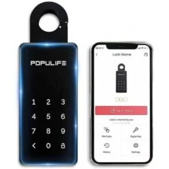 Populife Smart Key Lockbox: Bluetooth-enabled, Outdoor Safe, Wall-mounted, IP66 Waterproof