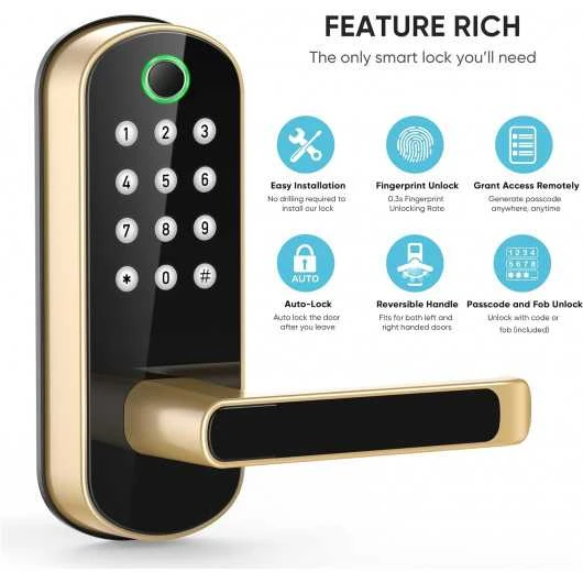 Sifely Keyless Fingerprint Smart Door Lock – 6 Unlock Options, Biometric Handle, Remote Access, Easy Install 9 Sifely Keyless Fingerprint Smart Door Lock – 6 Unlock Options, Biometric Handle, Remote Access, Easy Install - Image 9