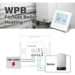 Smart Beok WiFi Thermostat: Programmable Wall Controller For Gas Boilers, Alexa-Compatible, LCD Display, Easy Install