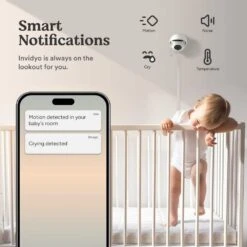 Smart WiFi Baby Monitor With Camera & Audio | Sleep Tracking, Cry & Cough Detection, Night Vision, 2 Way Talk, Pan & Tilt