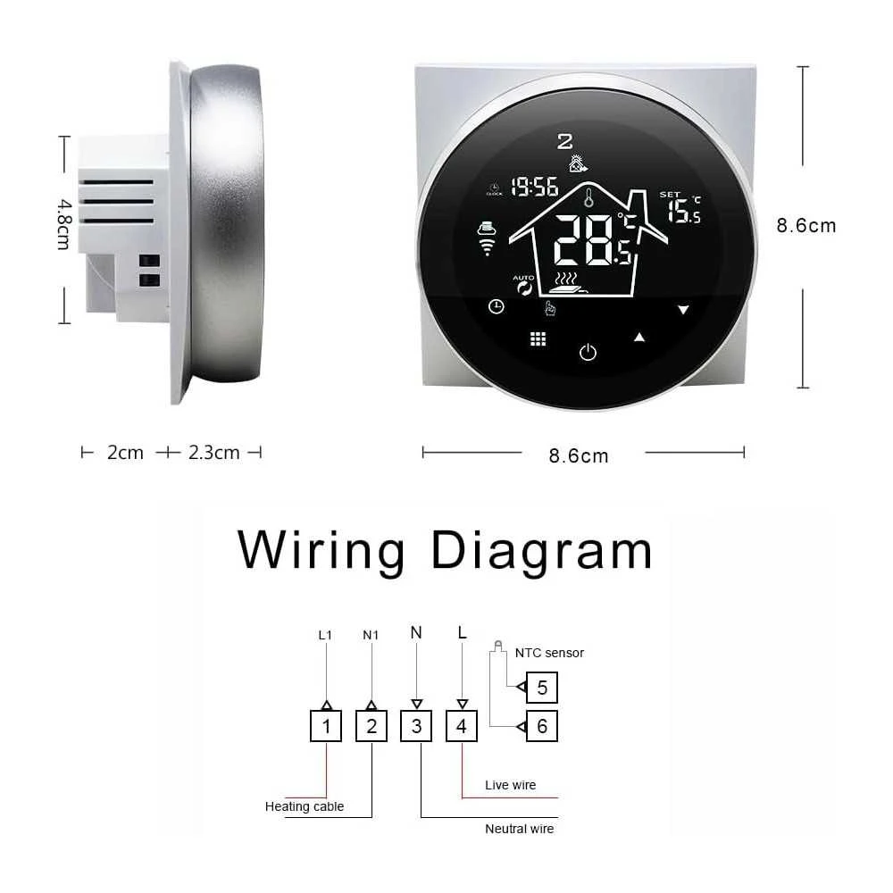 Smart WiFi Thermostat For Electric Floor Heating Compatible With Alexa And Tuya 2 Smart WiFi Thermostat For Electric Floor Heating Compatible With Alexa And Tuya - Image 2