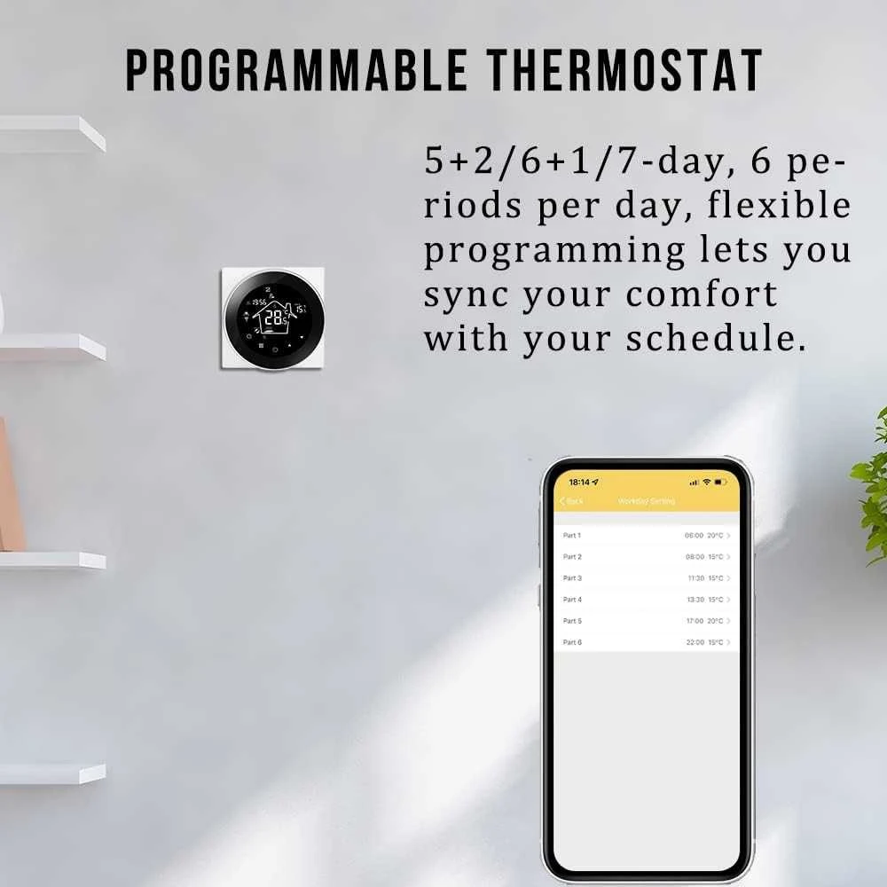 Smart WiFi Thermostat For Electric Floor Heating Compatible With Alexa And Tuya 1 Smart WiFi Thermostat For Electric Floor Heating Compatible With Alexa And Tuya