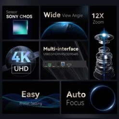 Tenveo UHD 4K PTZ Camera With 12X Optical Zoom For Video Conferencing, Church Services, And Live Streaming