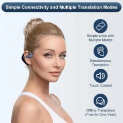Two-Way Language Translator Earbuds, 144 Languages, Real-Time Voice Translation, Bluetooth & APP Enabled, Black -Electronics Store two way language translator earbuds 144 languages real time voice translation bluetooth app enabled black 5