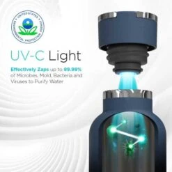 UVBrite Self-Cleaning Water Bottle - Purify Water On The Go With UV Technology For Clean, Safe Drinking Anytime, Anywhere -Electronics Store uvbrite beam self cleaning uv water bottle 24 oz insulated stainless steel bottle rechargeable sterilizing bottle with 2