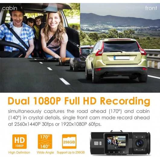 Vantrue N2 Pro Dual Dash Cam - 1080P Front And Inside, Night Vision, 2.5K Single Front, 24hr Parking Mode 2 Vantrue N2 Pro Dual Dash Cam - 1080P Front And Inside, Night Vision, 2.5K Single Front, 24hr Parking Mode - Image 2