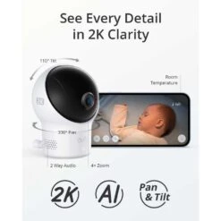 Wi-Fi Baby Monitor 2K Night Vision, Noise & Temp Detection, Secure Data, Remote Access, Easy Setup, Wide View, Mobile App -Electronics Store wi fi baby monitor 2k night vision noise temp detection secure data remote access easy setup wide view mobile app 3