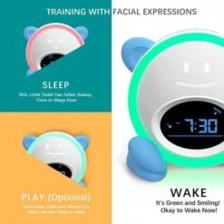 Windflyer Kids Alarm Clock: Fun Expressions, Night Light & Sleep Trainer -Electronics Store windflyer sleep training clock with night light blue 1