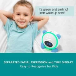 Windflyer Kids Alarm Clock: Fun Expressions, Night Light & Sleep Trainer -Electronics Store windflyer sleep training clock with night light blue 2