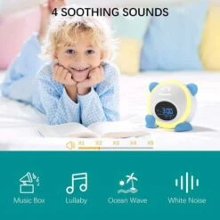 Windflyer Kids Alarm Clock: Fun Expressions, Night Light & Sleep Trainer -Electronics Store windflyer sleep training clock with night light blue 5